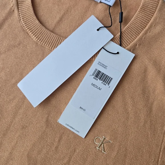 Calvin Klein 100% Cotton Tangerine Sweater Medium - Picture 4 of 5